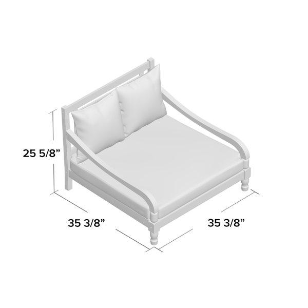 Bungalow Rose Hallei 35.4'' Long Acacia Double Chaise with Cushions